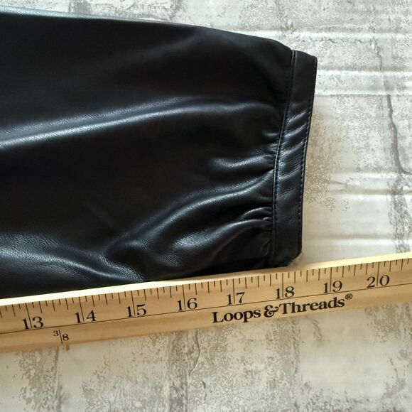 Avec Les Filles Raglan Sleeve Black Faux Leather Button Up Blouse Sz XL - Picture 7 of 12